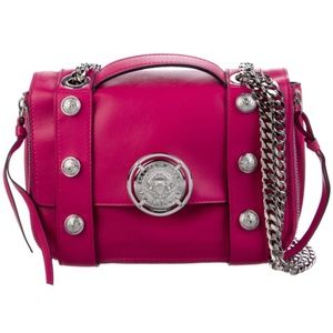 *Balmain* Barbiecore Hot Pink Leather Bag w/ Silver Chain Hardware